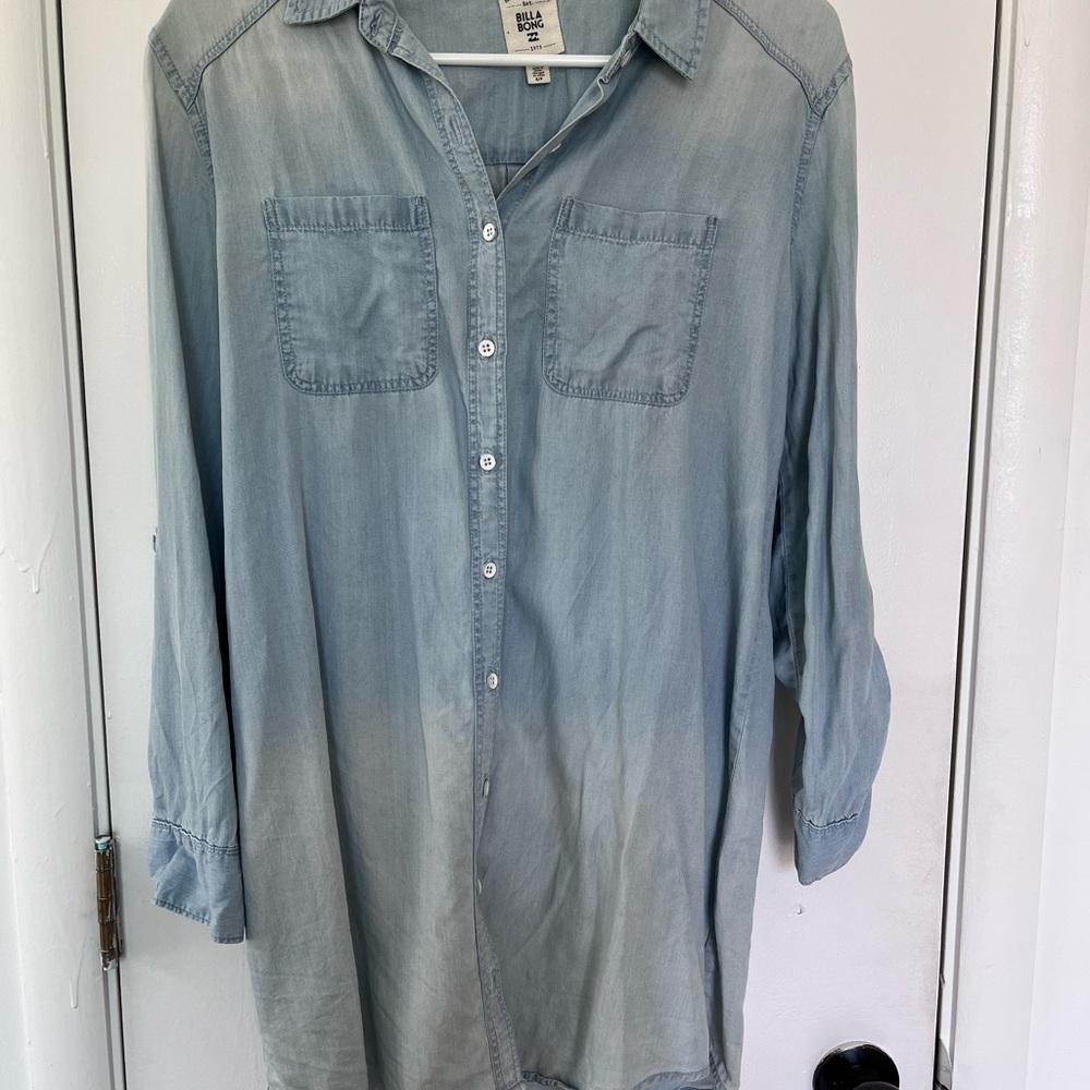 Billabong Light Blue Casual Button-Down Short dress or long shirt